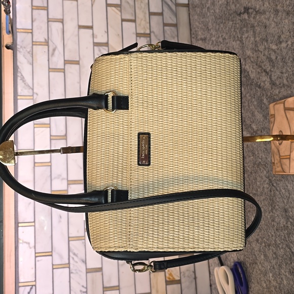 Kate Spade New York Woven Straw Bag with Leather Trim and Bow - Picture 3 of 8